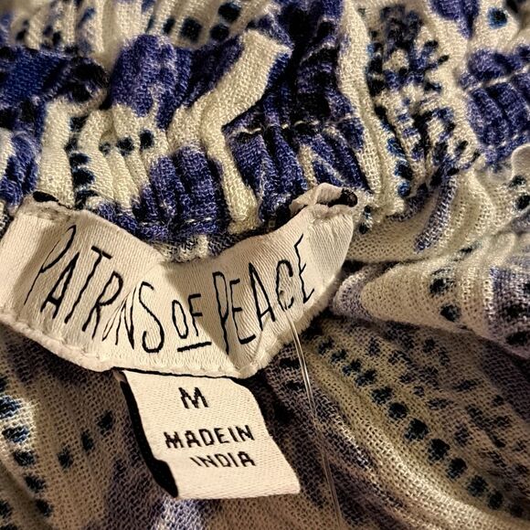 PATRONS OF PEACE BLUE/WHITE COUNTRY BOHO STYLE FLATTER SLEEVE TOP - SZ M NWOT - Picture 12 of 15